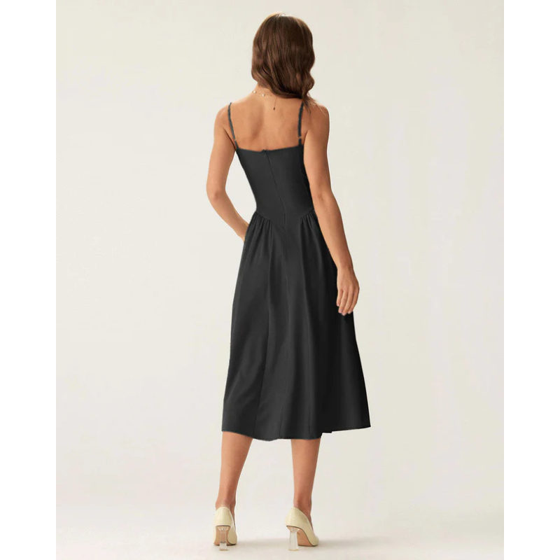 Sofia™ - Eleganta vidēja garuma kleita ar kvadrātveida kaklu