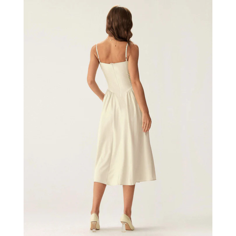 Sofia™ - Eleganta vidēja garuma kleita ar kvadrātveida kaklu