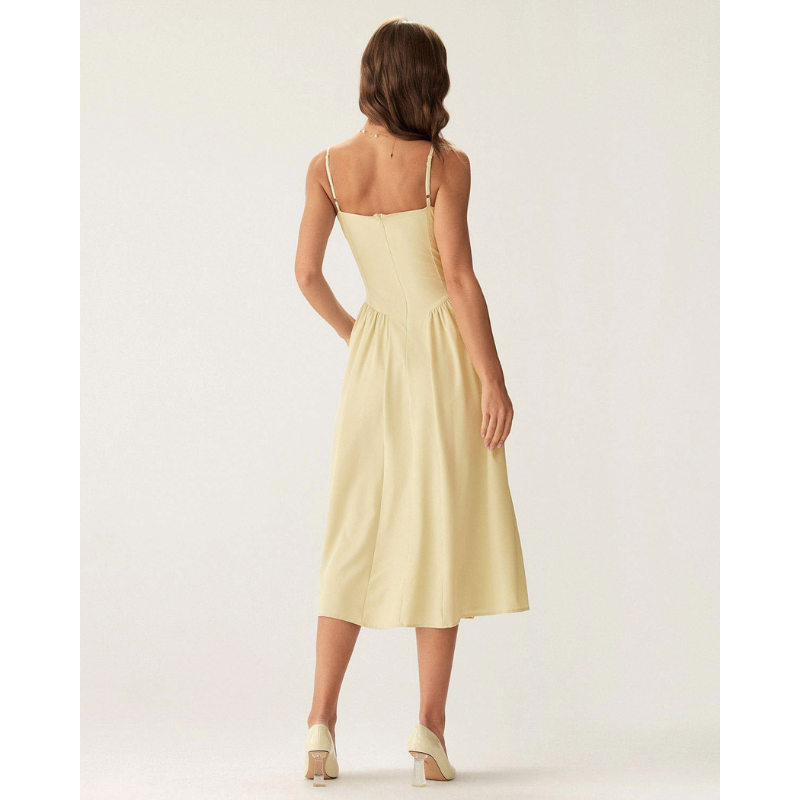 Sofia™ - Eleganta vidēja garuma kleita ar kvadrātveida kaklu