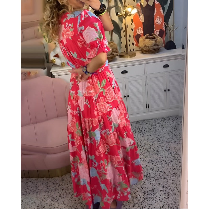 Carine™ | Ziedu raksta kabatkleita ar V veida kakla izgriezumu