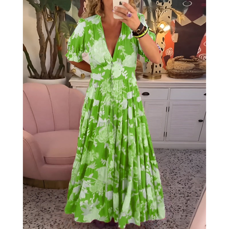 Carine™ | Ziedu raksta kabatkleita ar V veida kakla izgriezumu