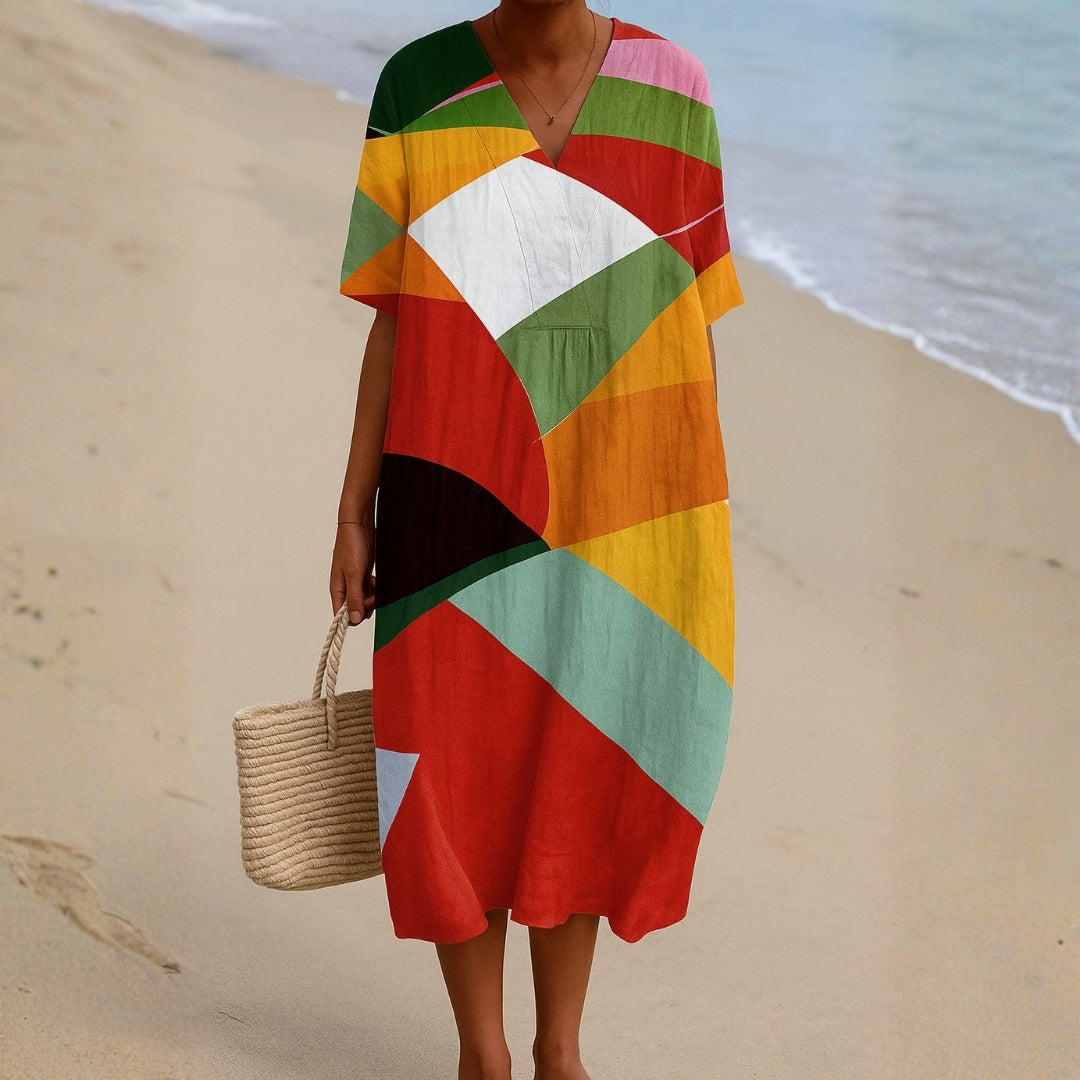 Daniela™ | Krāsaina Patchwork Kleita