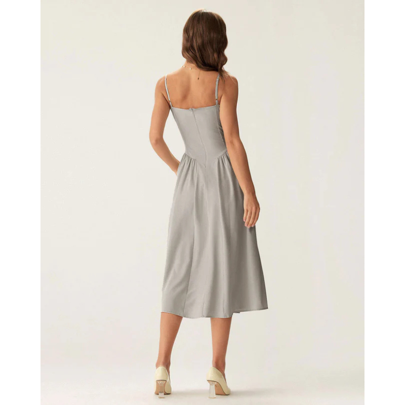 Sofia™ - Eleganta vidēja garuma kleita ar kvadrātveida kaklu