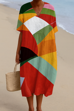 Daniela™ | Krāsaina Patchwork Kleita