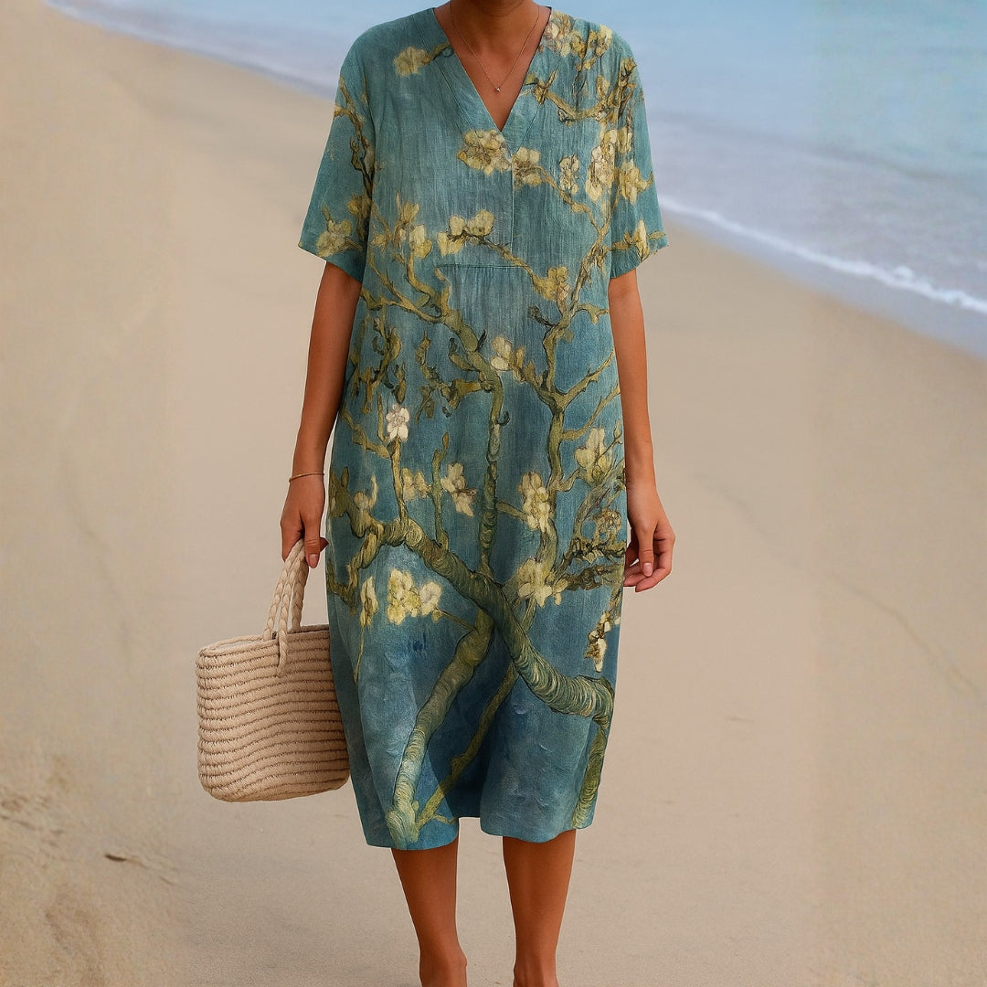 Māra™ | Ziedu Kleita Ūdens Zaļā Krāsā