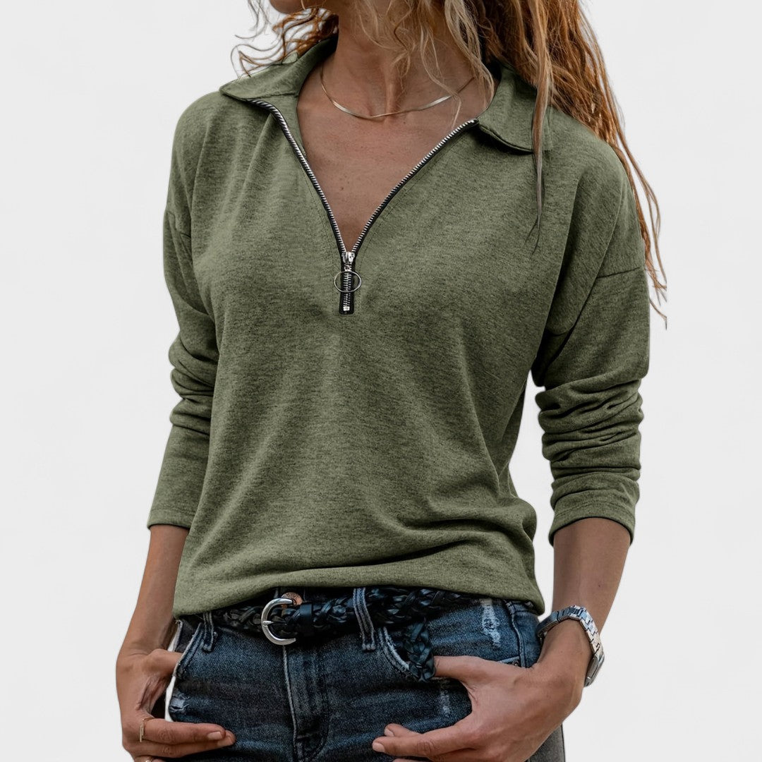 Tavessa Ana – Eleganta Pus-Atvērta Krekliņa