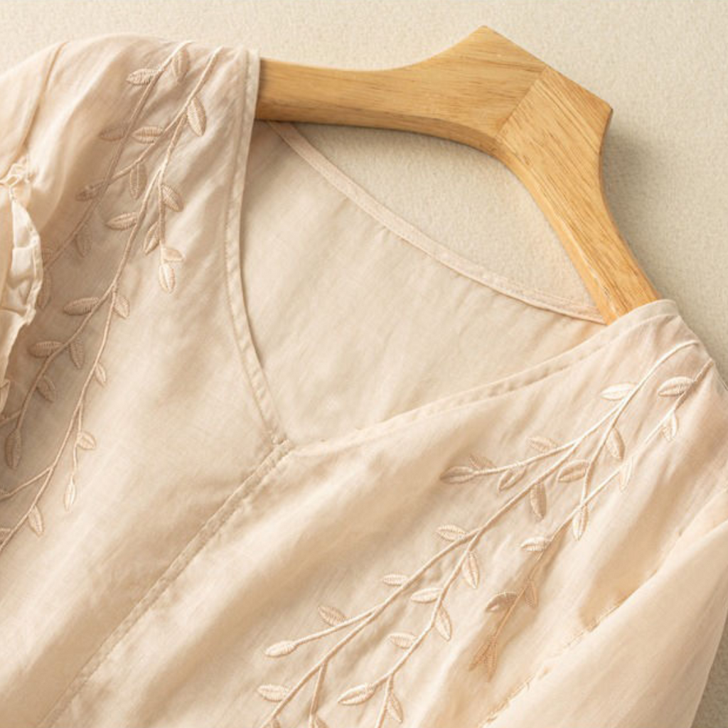 Margarita™ Brīvi Plūstoša Retro Kokvilnas-Lina Blūze