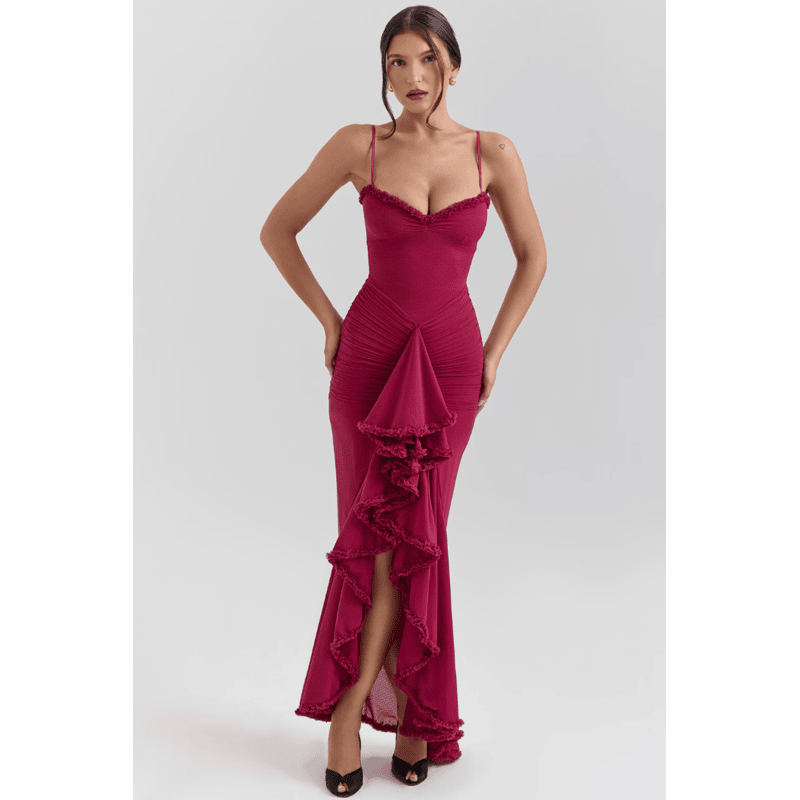 Lea | Garā kleita ar šķēlumu un volāniem