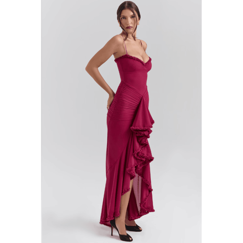 Lea | Garā kleita ar šķēlumu un volāniem