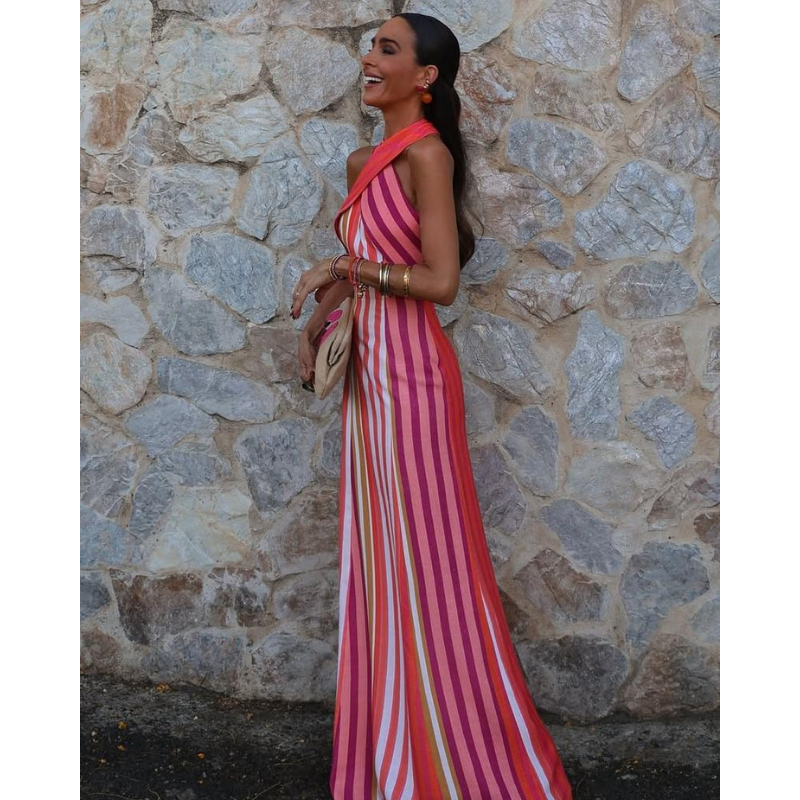 Nora™ - Eleganta krāsota svītrainā kleita