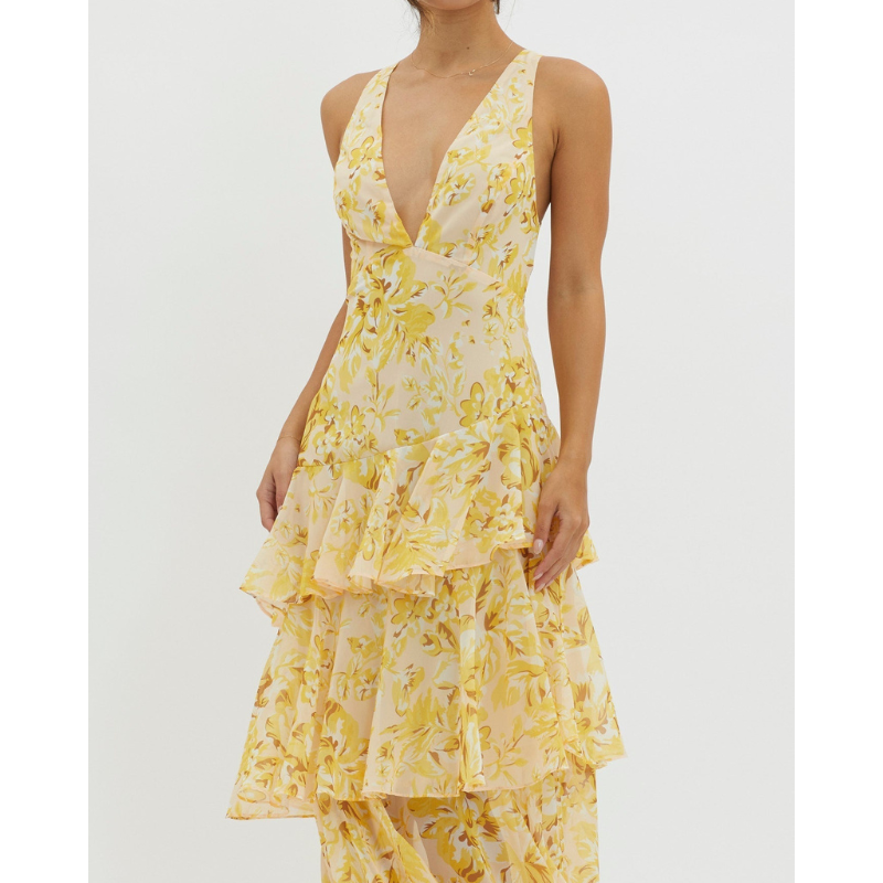 Faye™ | Ziedu maiņas midi-kleita