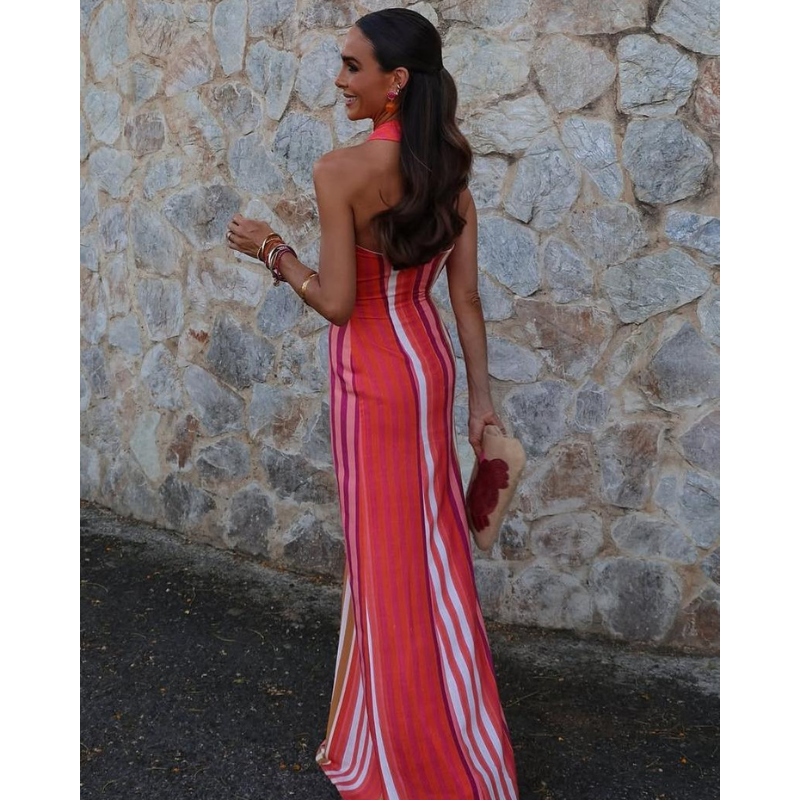 Nora™ - Eleganta krāsota svītrainā kleita