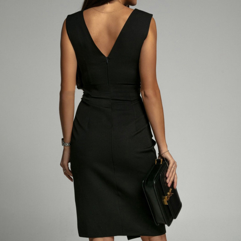 Lunabella™ | Ķermeņa pieguļošs kleita ar V veida kakla izgriezumu un šķēlumu