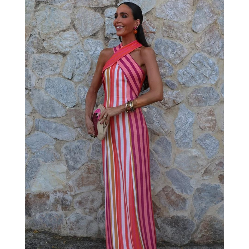 Nora™ - Eleganta krāsota svītrainā kleita