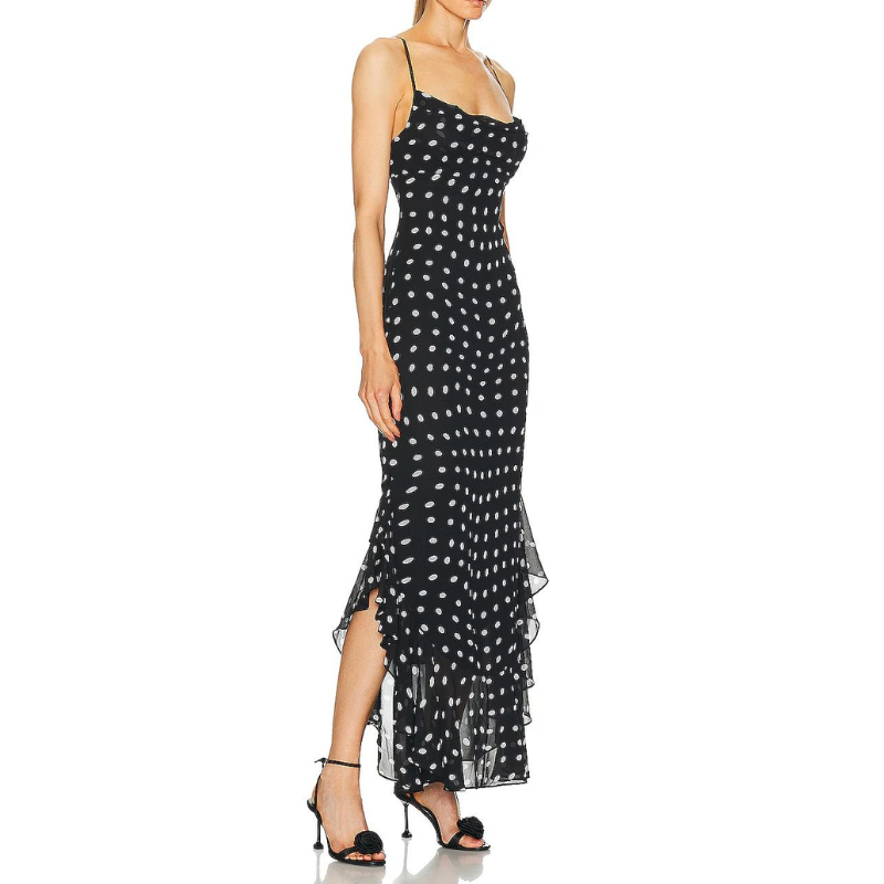 Almeta™ - Polka Ruffles Maxi Kleita