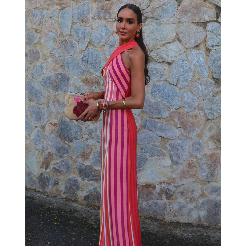 Nora™ - Eleganta krāsota svītrainā kleita