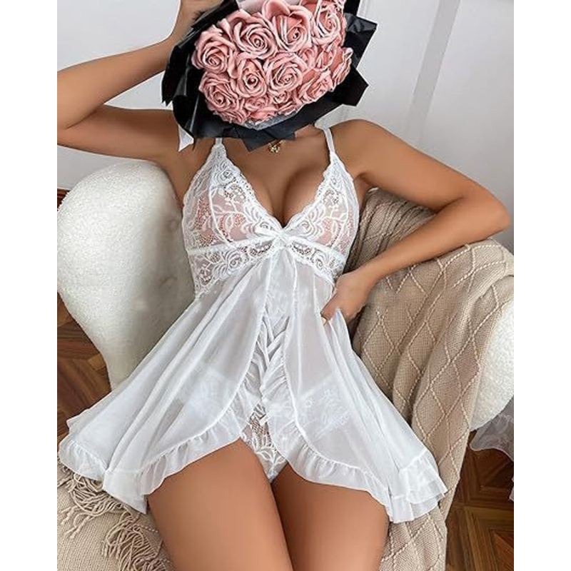 Elva™ | Vilinošs sieta naktsveļa ar mežģīņu detaļām