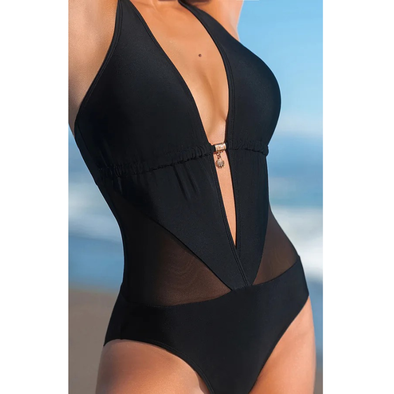 Olivia™ - Peldkostīms ar dziļu halterneck