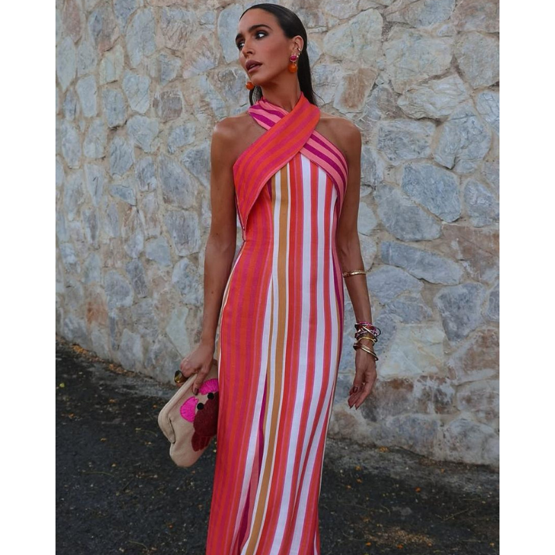 Nora™ - Eleganta krāsota svītrainā kleita