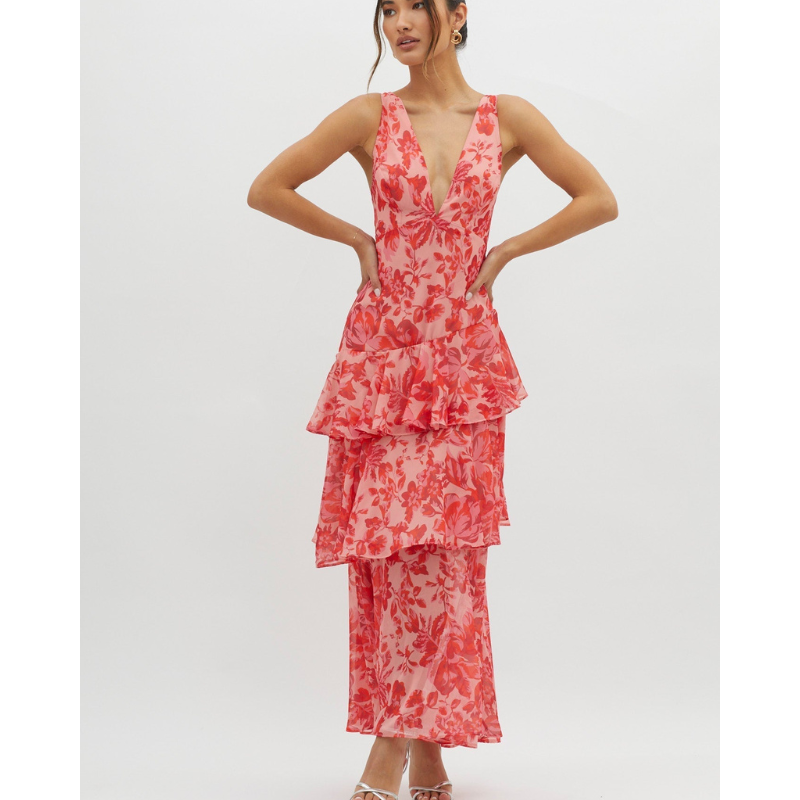 Faye™ | Ziedu maiņas midi-kleita