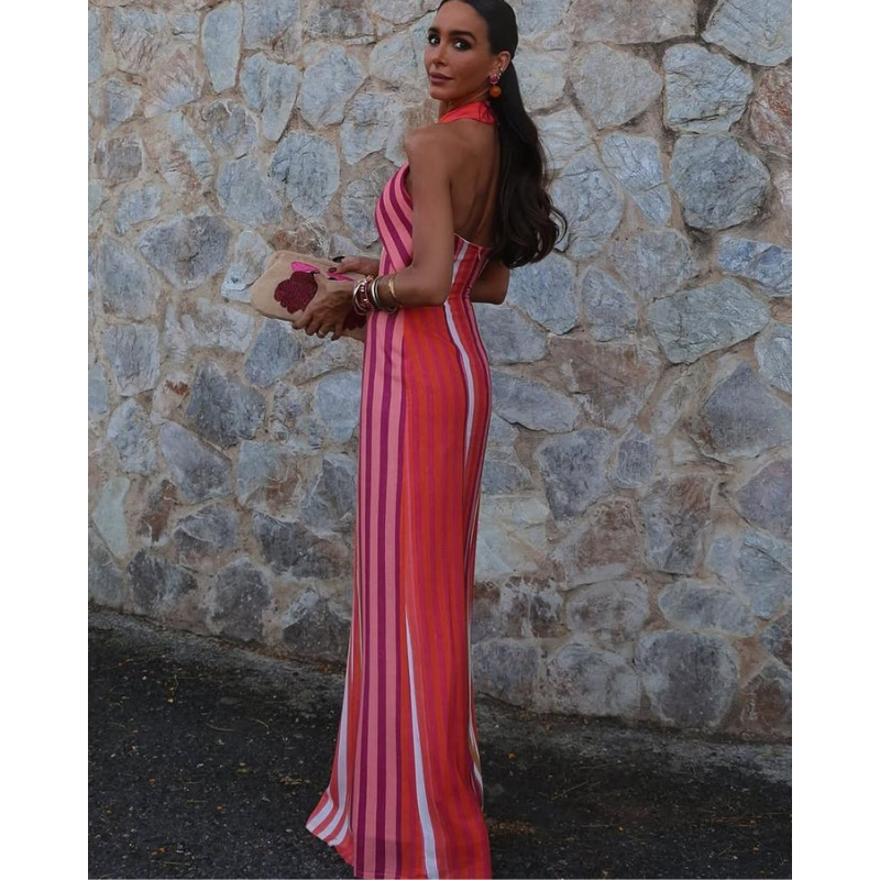 Nora™ - Eleganta krāsota svītrainā kleita