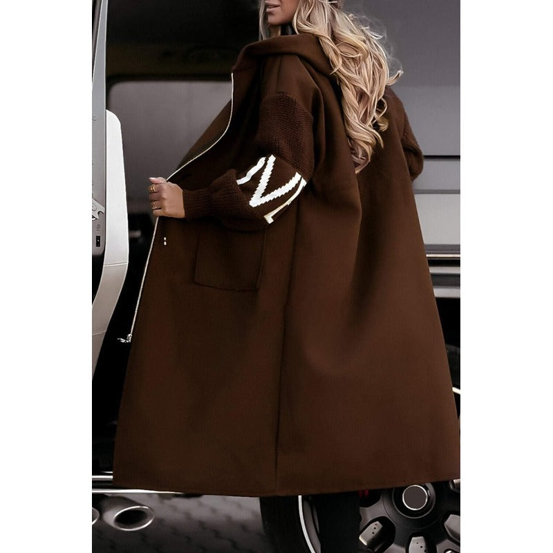 Amēlija™ | Dāmu mētelis ar adītiem piedurknēm