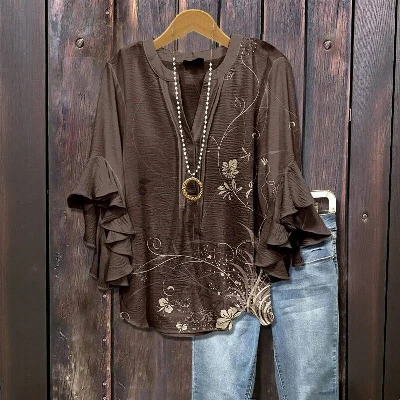 Johanne™ | Vintage blūze ar ziedu rakstu